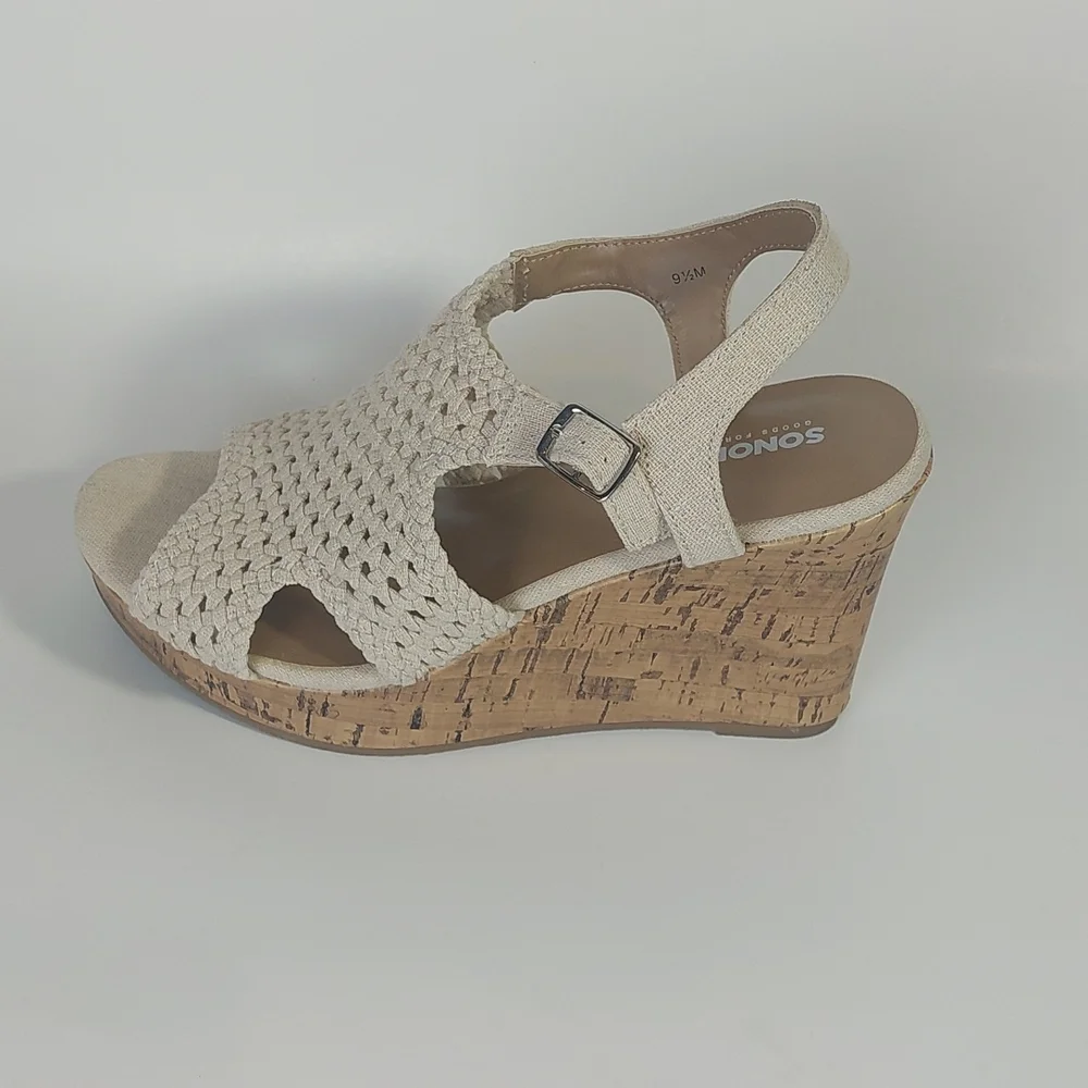 Sonoma Beige women's crochet cork‎ wedge sandals size 9½M
